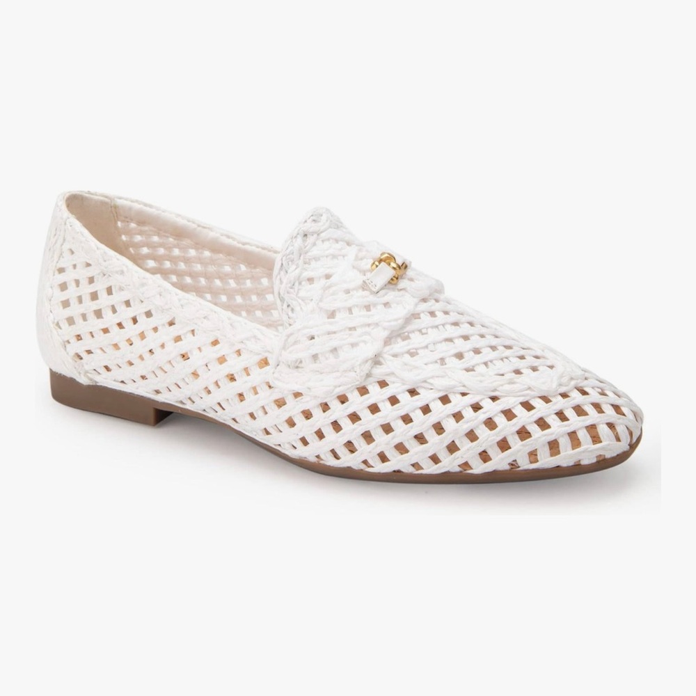 NIB! Aerosoles Women's Size 6M White Hour Raffia Loafers Shoes